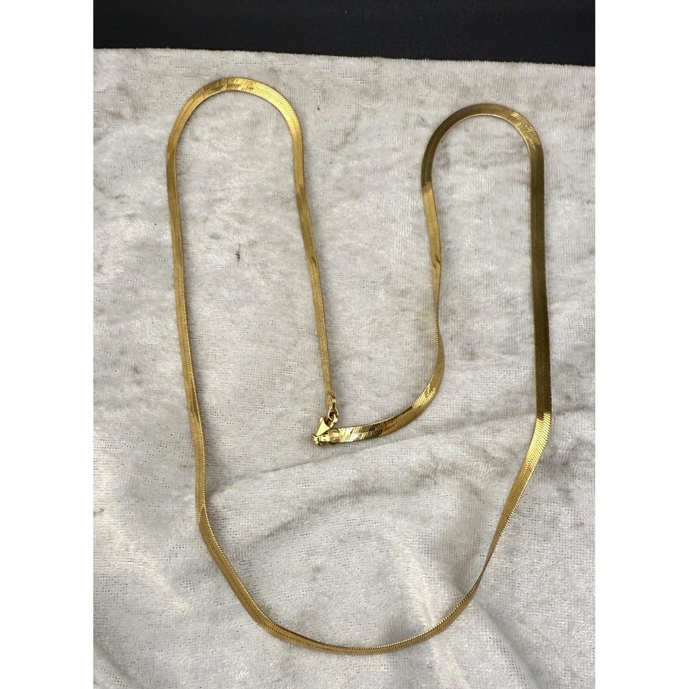 Gold Tone Herringbone Necklace Signed‎ DM 30"
